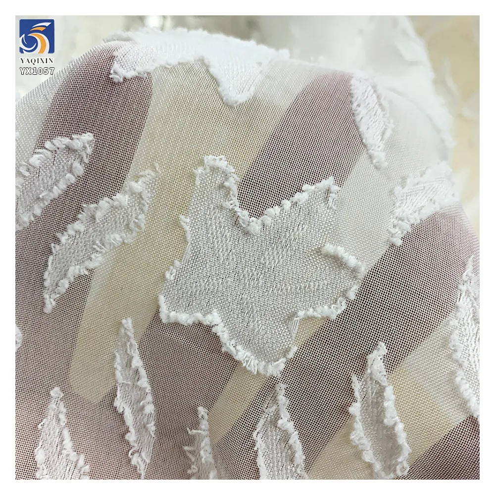 YX1057 150cm 120g Lightweight Burnout Chiffon Jacquard Fabric Soft Sheer Wicker Plum Mesh Fabric for Women Dress Blouse Garment