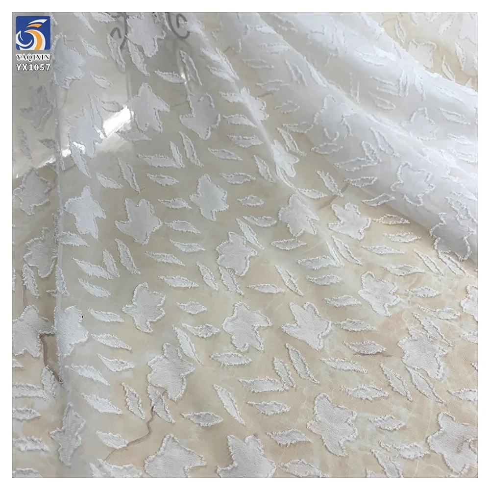 YX1057 150cm 120g Lightweight Burnout Chiffon Jacquard Fabric Soft Sheer Wicker Plum Mesh Fabric for Women Dress Blouse Garment