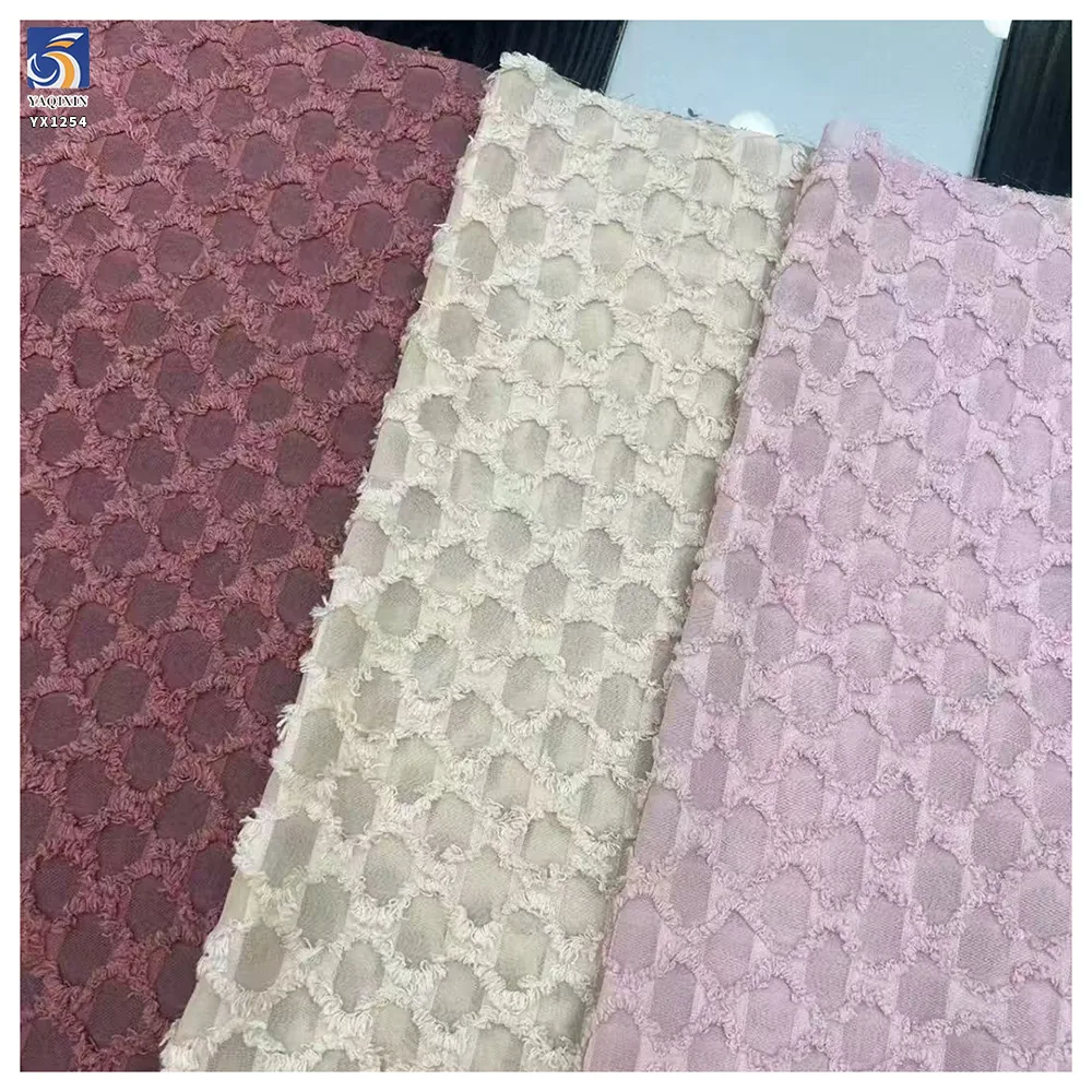 YX1254 130gsm Polyester Diamond Pattern Textured Jacquard Fabric 2026 New Spring Fashion Women's Wear Jacquard Fabric