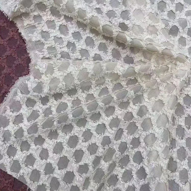 YX1254 130gsm Polyester Diamond Pattern Textured Jacquard Fabric 2026 New Spring Fashion Women's Wear Jacquard Fabric