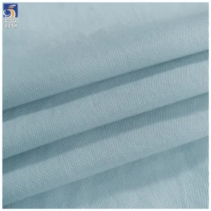 Y-225 New Spring Arrivals Custom 145g Light Grey Blue 100% Polyester Cavalry Fine Twill Fabric for Windbreaker Jacket