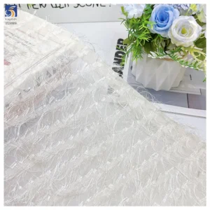 YX1253 Korean Style Design Feather Tassel Lurex Chiffon Fabric Fashionable New Garment Jacquard Fabric for Girls Costumes