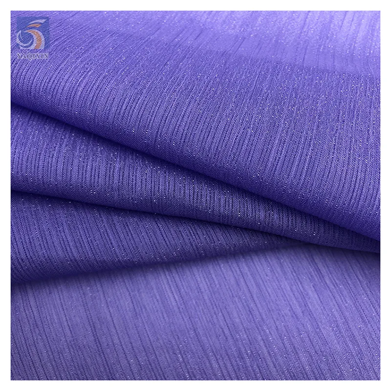 Cheap Prices 100% Polyester Wrinkled Chiffon Fabric Non-Stretch Plain Poly Bright Silk Crepe Fabric by the Yard
