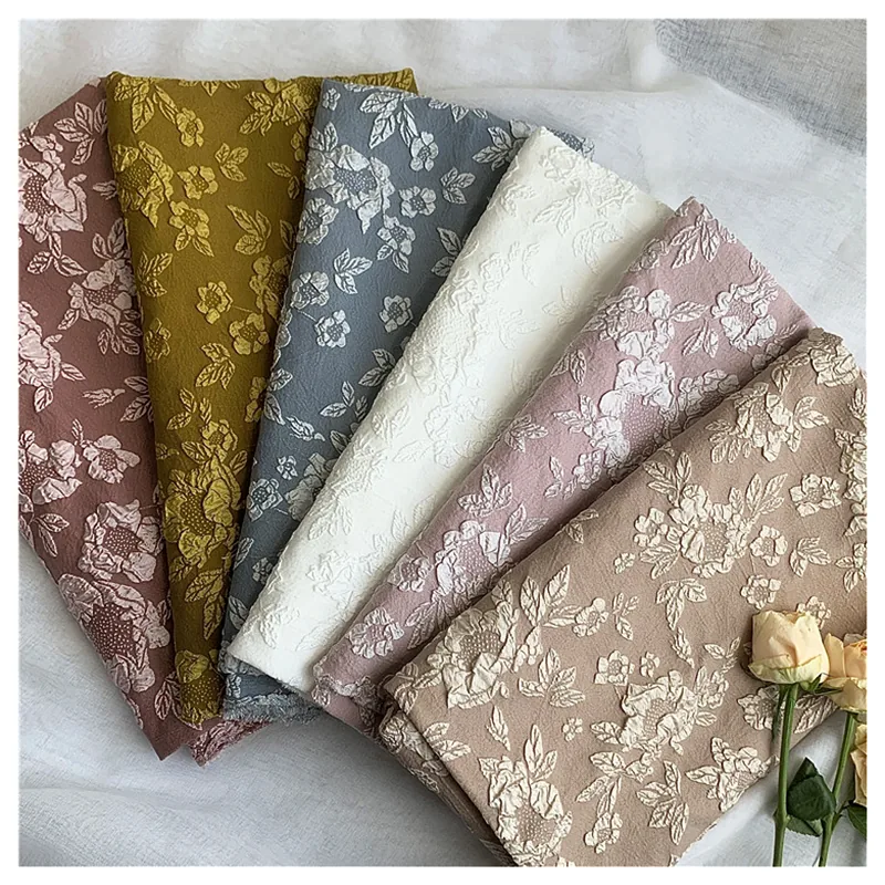 Autumn/Winter 3D Relief Embossed Lotus Flowers Bubble Woven Jacquard Chiffon Fabric