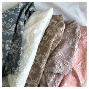 Autumn/Winter 3D Relief Embossed Lotus Flowers Bubble Woven Jacquard Chiffon Fabric