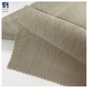 DV-6720 Retro 160g 100% Polyester Double Sided Beige Grey Crushed Satin Fabric Hand Crinkled Texture for Womens Dress