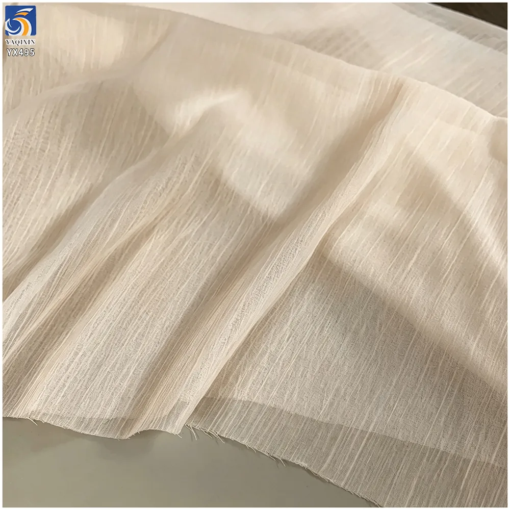 YX495 Arabic Headdress Scarf Silk Chiffon Wrinkle Fabric 42gsm White Polyester French Wrinkled Crepe Silk Chiffon Fabric
