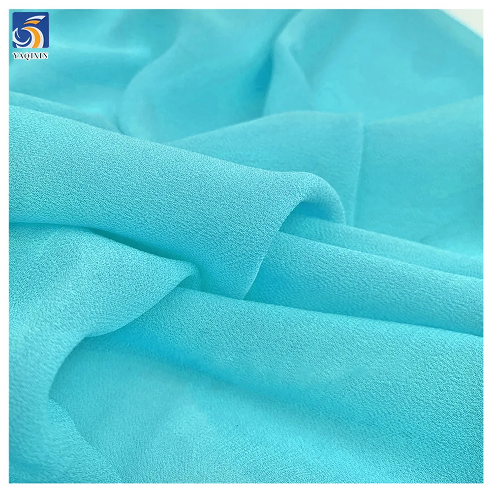 YX879 New Material Thin and Soft 100% Polyester 68gsm Silk Chiffon Fabric Woven Georgette Algae Green Chiffon Fabric