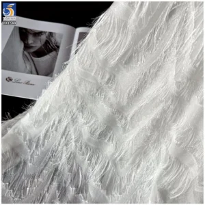 YX1544 Long Fringe Fil Coupe Chiffon Fabric 150CM Wide Woven Jacquard Material for Fashion Dresses and Tops