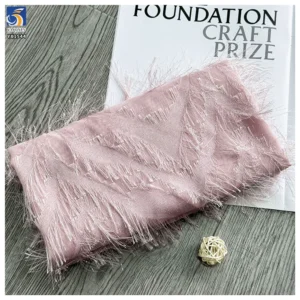 YX1544 Long Fringe Fil Coupe Chiffon Fabric 150CM Wide Woven Jacquard Material for Fashion Dresses and Tops