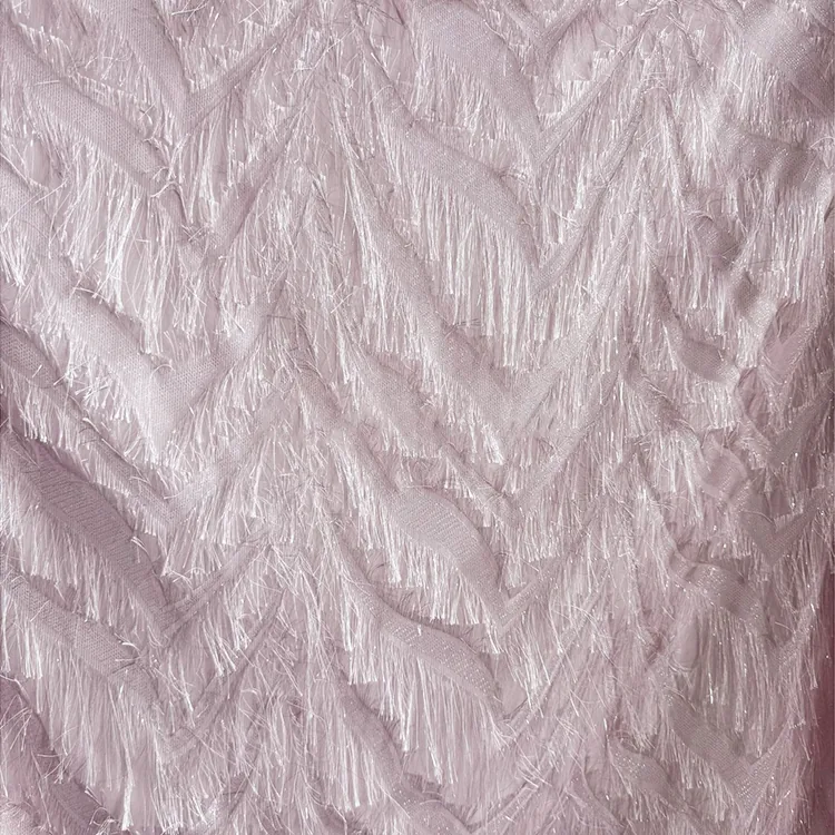 YX1544 Long Fringe Fil Coupe Chiffon Fabric 150CM Wide Woven Jacquard Material for Fashion Dresses and Tops