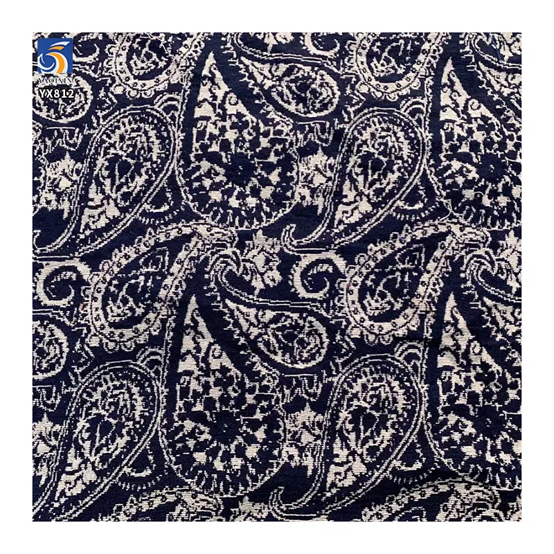 YX813 Ethnic Style Design Cashew Flower Woven Polyester Cotton Jacquard Chiffon Fabric for Clothing Home Fabric Tablecloth