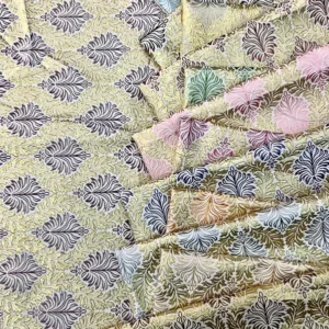 YX815 Custom Traditional Design Yarn-Dyed Gold Thread Leaves Jacquard African Nigerian Brocade Damask Fabric for Dress