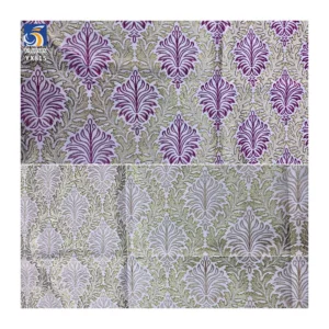 YX815 Custom Traditional Design Yarn-Dyed Gold Thread Leaves Jacquard African Nigerian Brocade Damask Fabric for Dress