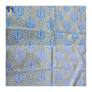YX815 Custom Traditional Design Yarn-Dyed Gold Thread Leaves Jacquard African Nigerian Brocade Damask Fabric for Dress