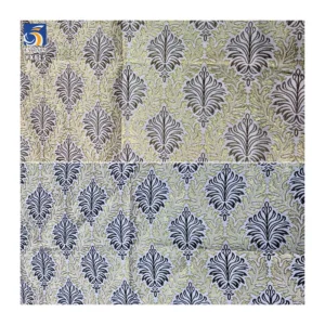 YX815 Custom Traditional Design Yarn-Dyed Gold Thread Leaves Jacquard African Nigerian Brocade Damask Fabric for Dress