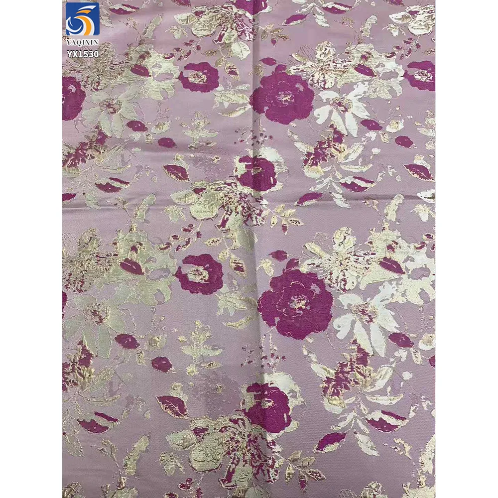 YX1530 Elegant Floral Metallic Yarn Dyed Brocade Fabric for Qipao and Mamian Skirt