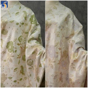 YX1530 Elegant Floral Metallic Yarn Dyed Brocade Fabric for Qipao and Mamian Skirt