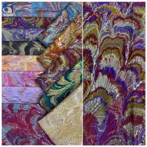 YX1567 Peacock Feather Jacquard Brocade Fabric for Dresses Traditional Clothing and Fashion Garment Sewing
