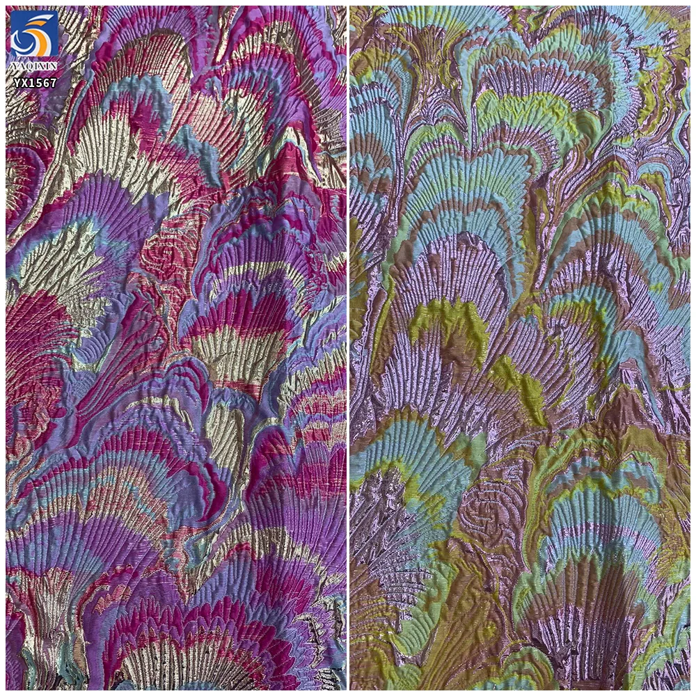 YX1567 Peacock Feather Jacquard Brocade Fabric for Dresses Traditional Clothing and Fashion Garment Sewing