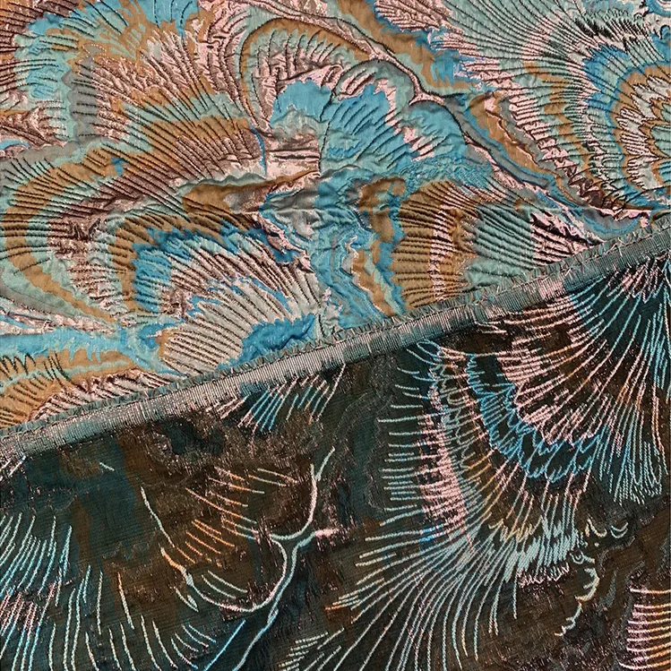 YX1567 Peacock Feather Jacquard Brocade Fabric for Dresses Traditional Clothing and Fashion Garment Sewing