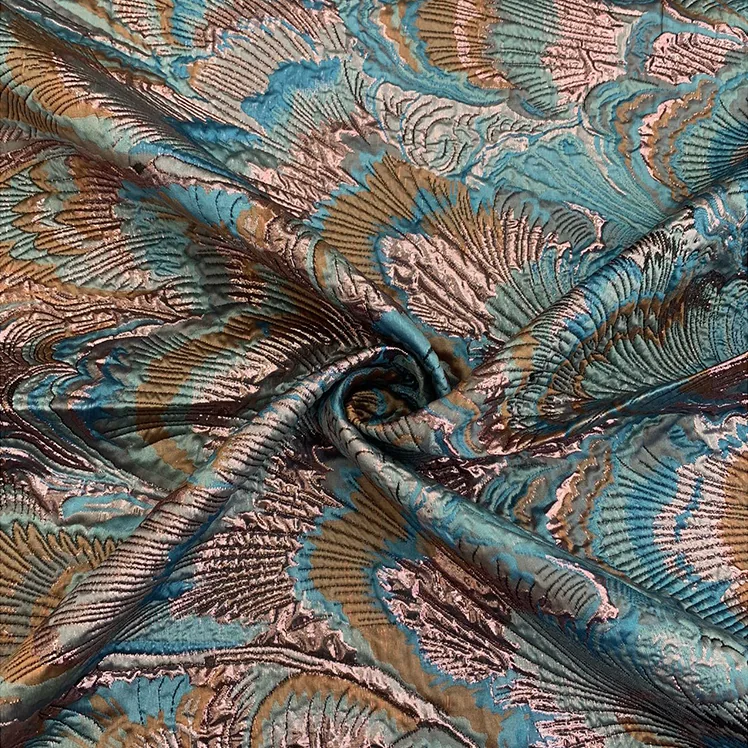 YX1567 Peacock Feather Jacquard Brocade Fabric for Dresses Traditional Clothing and Fashion Garment Sewing