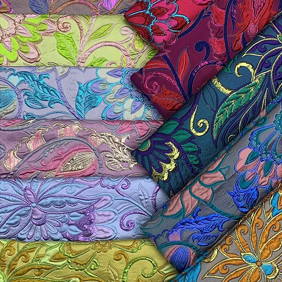 YX1566 Ethnic Floral Brocade Jacquard Fabric for Traditional Clothing Dresses Garments and Fashion Apparel Textile