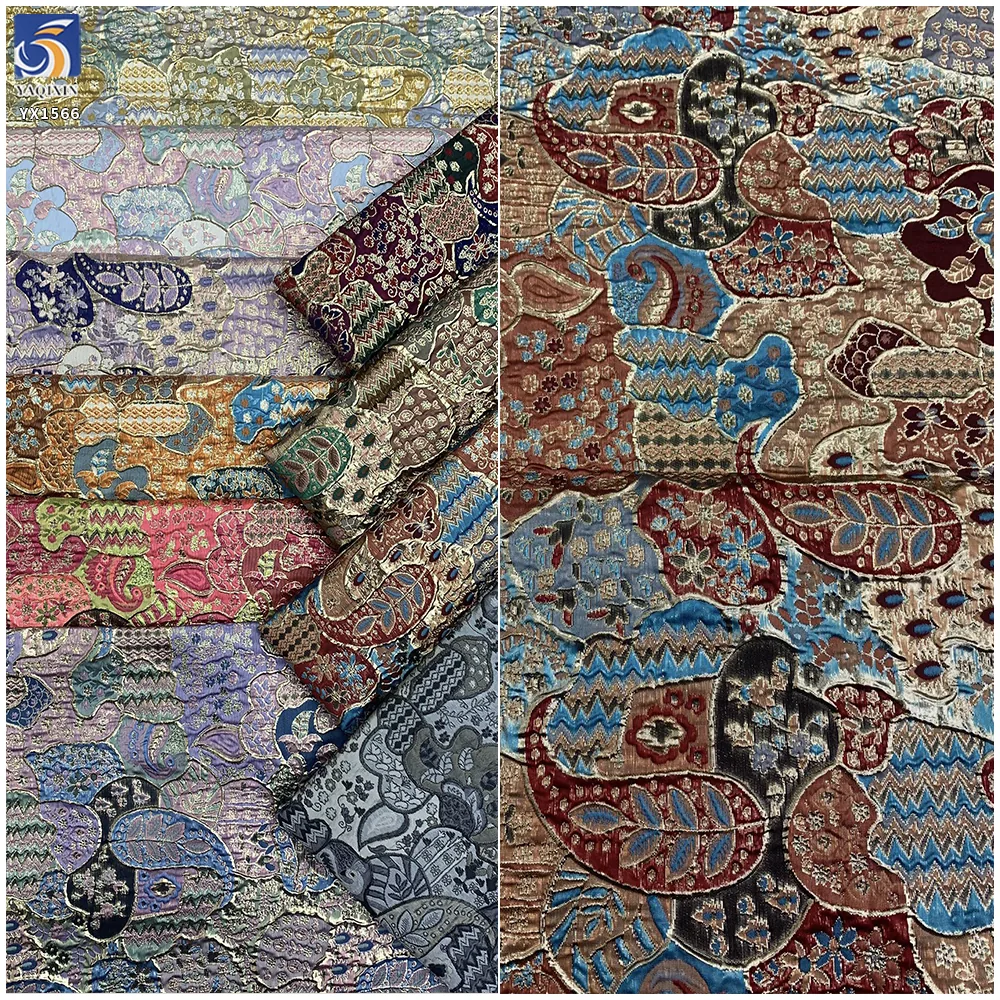 YX1566 Ethnic Floral Brocade Jacquard Fabric for Traditional Clothing Dresses Garments and Fashion Apparel Textile