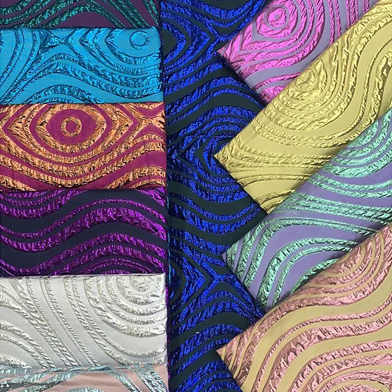 YX1565 Ethnic Style Polyester Metallic Jacquard Brocade Fabric With Circular Pattern for Traditional Garments and Robes