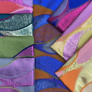 YX1565 Ethnic Style Polyester Metallic Jacquard Brocade Fabric With Circular Pattern for Traditional Garments and Robes
