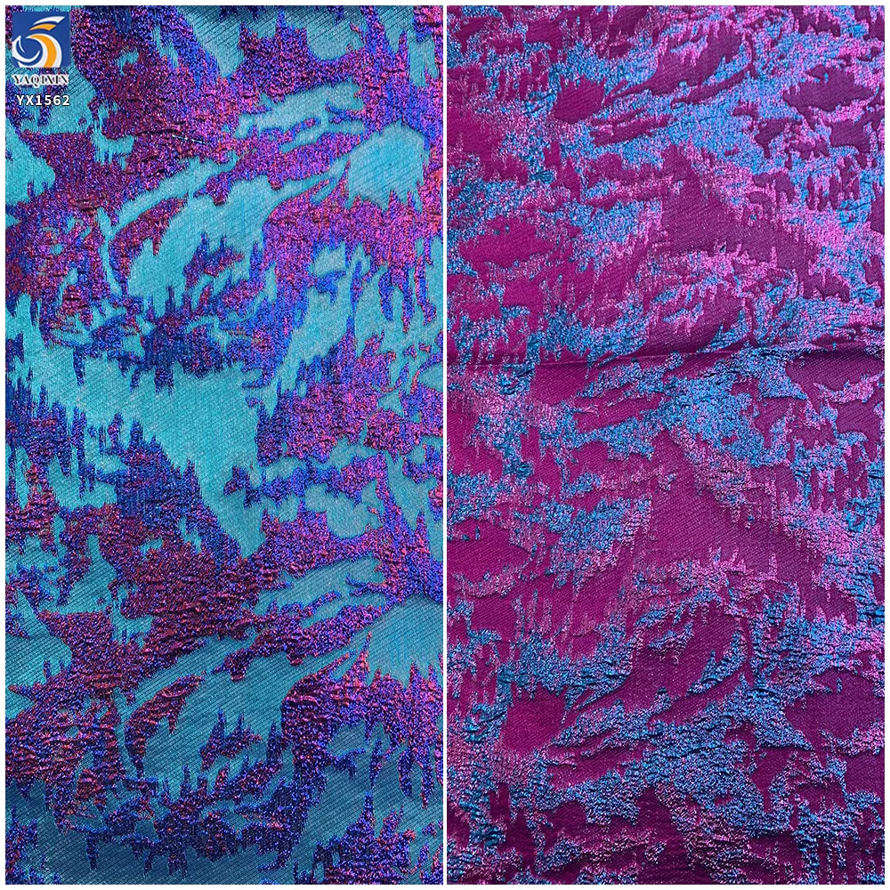YX1562 B2B Manufacturer Multicolor Abstract Jacquard Brocade Fabric With Shiny Woven Texture for Women's Fashion Garments