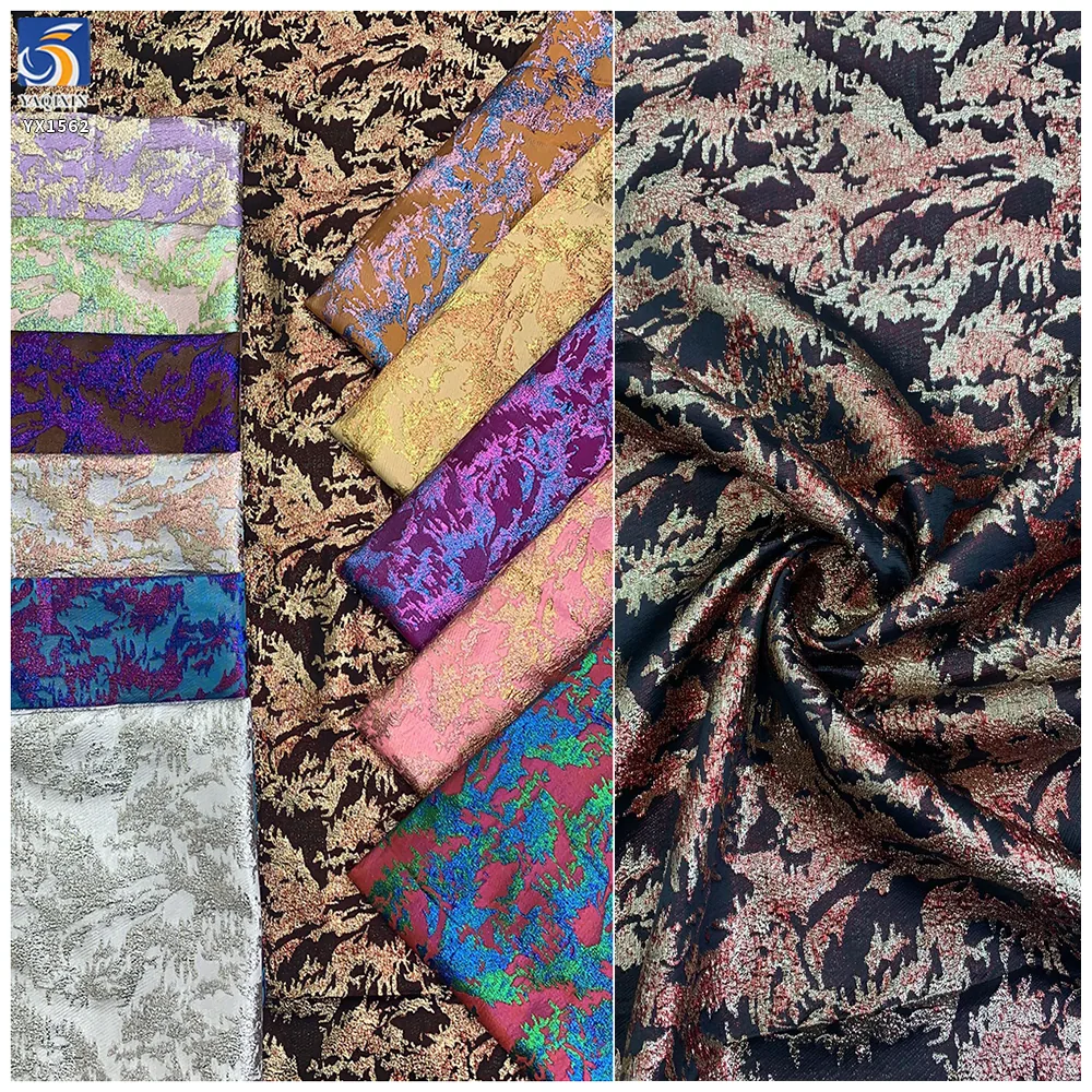 YX1562 B2B Manufacturer Multicolor Abstract Jacquard Brocade Fabric With Shiny Woven Texture for Women's Fashion Garments