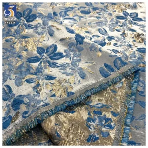 YX1236 Wholesale of All Kinds of Luxury Brocade Fabrics Polyester 3D Embossed Yarn-Dyed Gold Brocade Fabric for Clothing