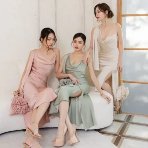 Wholesale Elasticity Woven Spandex Solid Color Super Soft French Korean Vietnam Silk Italian Satin for Women Dresses Fabric