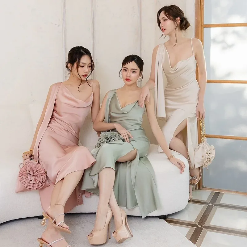 Wholesale Elasticity Woven Spandex Solid Color Super Soft French Korean Vietnam Silk Italian Satin for Women Dresses Fabric