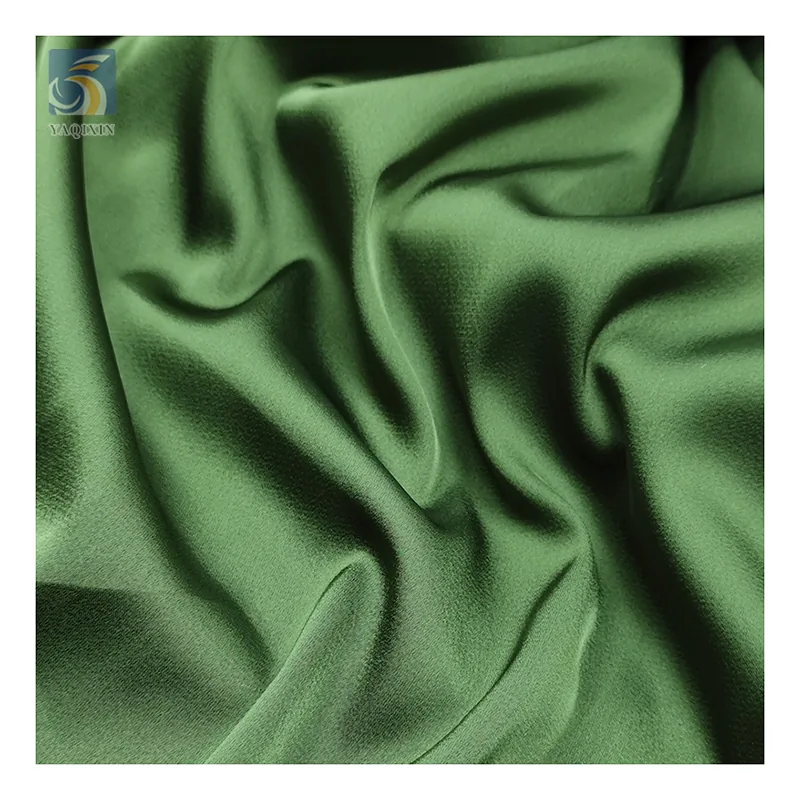 YX94 Green Dull Face Satin Fabric With Little Stretch Single Sided Hemp Acetate Satin Fabric for Woman Clothing