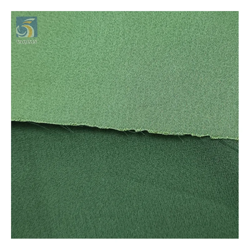 YX94 Green Dull Face Satin Fabric With Little Stretch Single Sided Hemp Acetate Satin Fabric for Woman Clothing