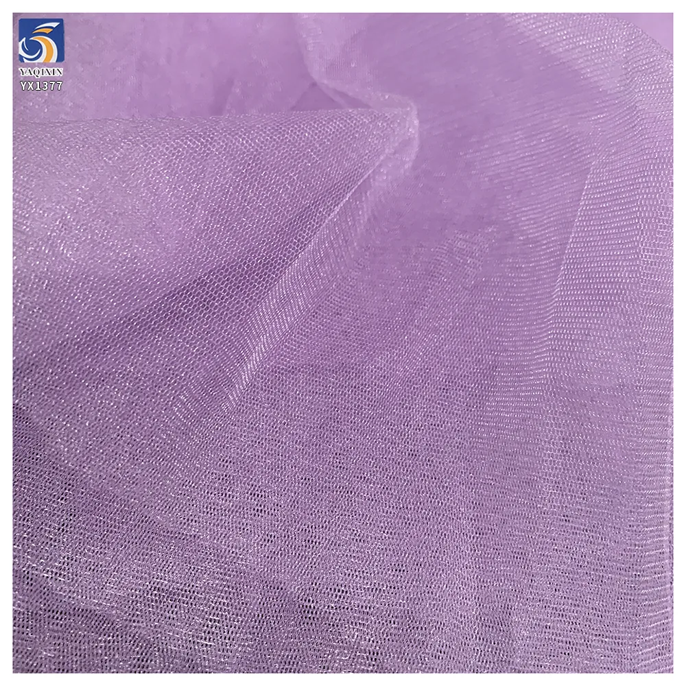 YX1377 China Wholesale Stiff Feel Polyester Glossy Knit Sky Blue Tulle Fabric Mesh Fabric Textile for Clothing Dresses