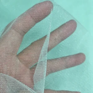 YX1377 China Wholesale Stiff Feel Polyester Glossy Knit Sky Blue Tulle Fabric Mesh Fabric Textile for Clothing Dresses