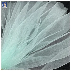 YX1377 China Wholesale Stiff Feel Polyester Glossy Knit Sky Blue Tulle Fabric Mesh Fabric Textile for Clothing Dresses