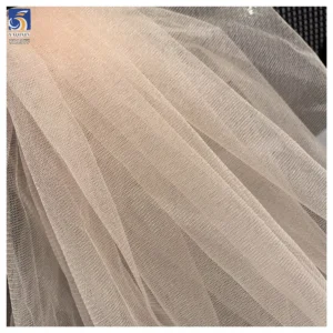YX1377 China Wholesale Stiff Feel Polyester Glossy Knit Sky Blue Tulle Fabric Mesh Fabric Textile for Clothing Dresses