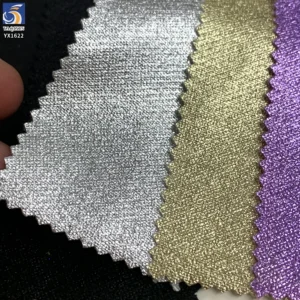 YX1622 Shimmer Stretch Knit Fabric Metallic Foil Surface for Womens Dresses Tops Skirts and Fashion Apparel