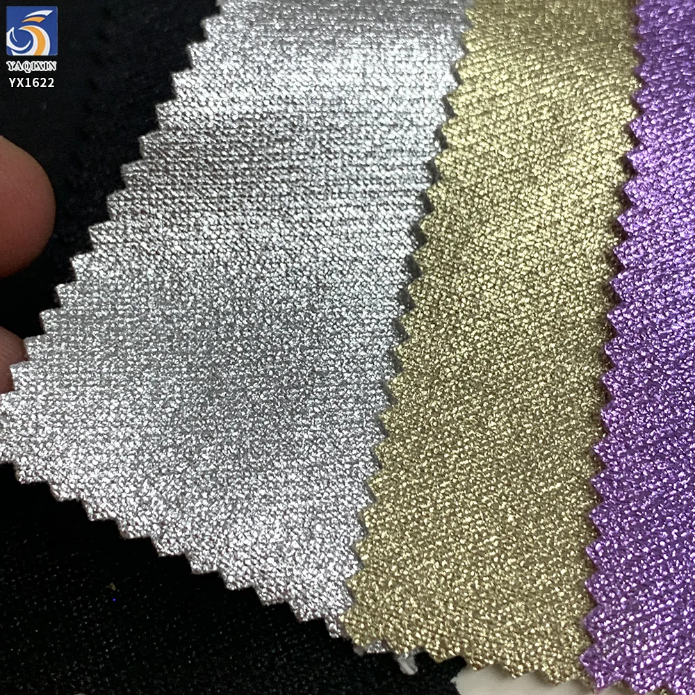 YX1622 Shimmer Stretch Knit Fabric Metallic Foil Surface for Womens Dresses Tops Skirts and Fashion Apparel