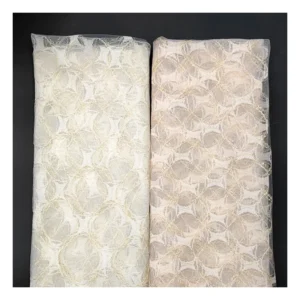 Luxury Elegance Gold-Edged Jacquard Bridal Wedding Dress Tulle Mesh Fabric
