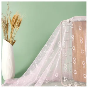 Princess Pink Sheer Sheer Tulle Fabric Blouse Sweetheart Design Mesh Fabric for Clothing