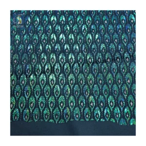 KT42 2026 New Arrival Tulle Colorful Laser Peacock Feathers Print Polyester Mesh Fabric Girls Dress Party