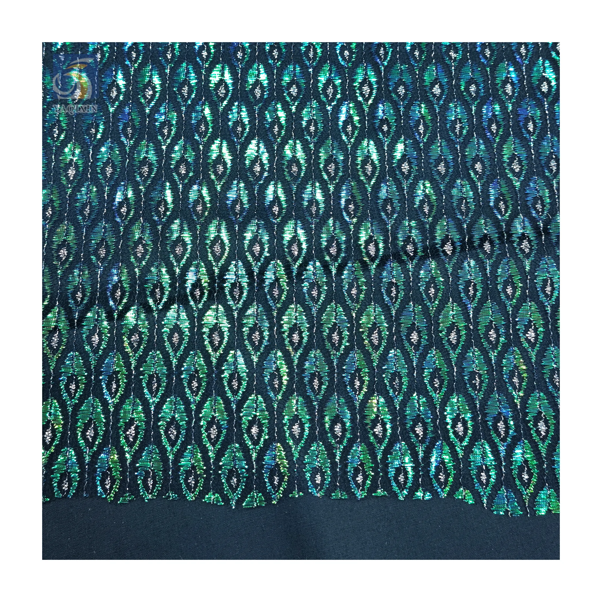 KT42 2026 New Arrival Tulle Colorful Laser Peacock Feathers Print Polyester Mesh Fabric Girls Dress Party
