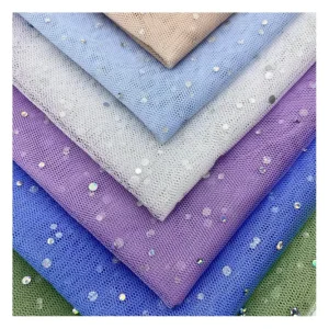 Factory Ready Supply of Large and Small Polka Dot Holographic Sequin Tulle for Children's Clothing Princess Skirt