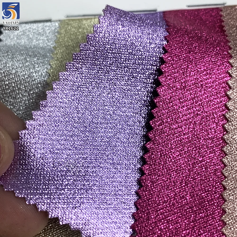 YX1622 Shimmer Stretch Knit Fabric Metallic Foil Surface for Womens Dresses Tops Skirts and Fashion Apparel