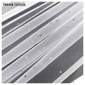 Guangzhou Zhongda Factory Prices Multi-color Shiny Sparkle 100 Polyester Net Tulle Mesh Fabric by the Yards